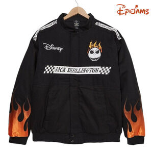 Disney Nightmare Before Christmas Jack Skellington Flaming Racing Jacket Sz 3XL